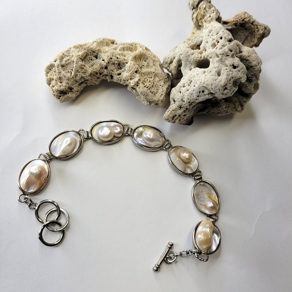 Unique Genuine Pearl Bracelet Freshwater Pearls -ONE OF A KIND !